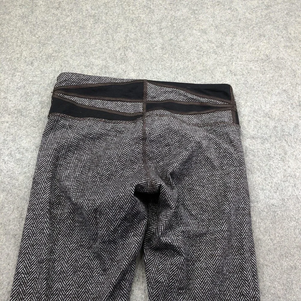 Lululemon Leggings Womens 6 Gray Herringbone Ankle Knit Yoga Gym Athletic